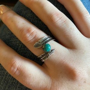Turquoise feather ring